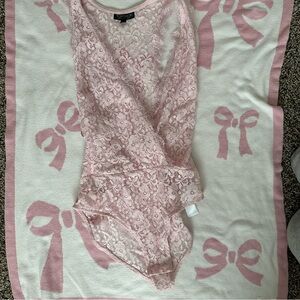 Topshop pink lace bodysuit